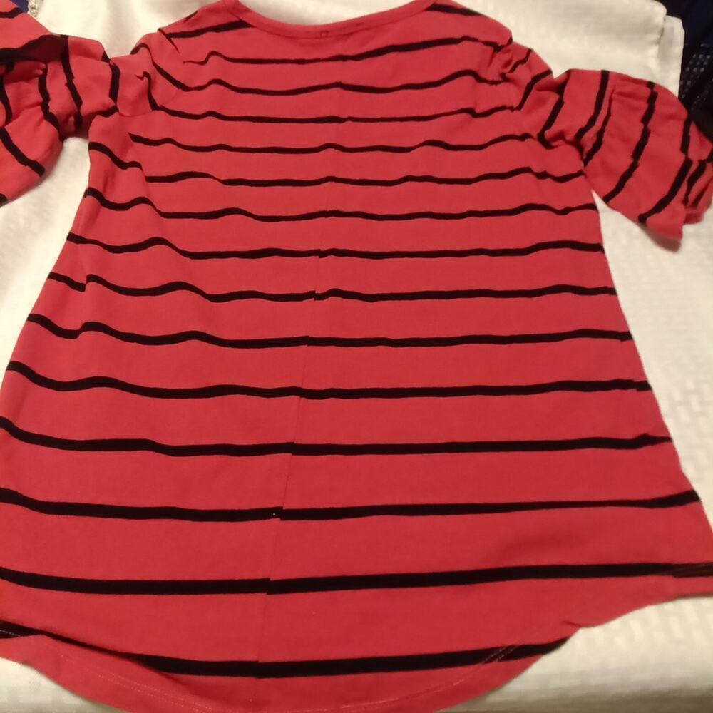 Georgia Bulldogs Striped Women's Top Ruffled Short Sleeves Crewneck Size Small - Picture 7 of 7